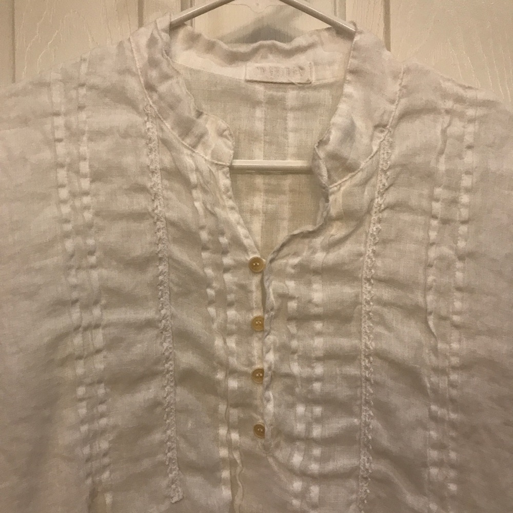 CP Shades White Boho Peasant Top/Tunic EUC